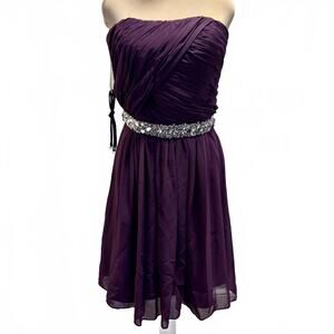 NEW Forever Yours Pleated Grecian Rhinestone Chiffon Dress Fairy Glam Purple